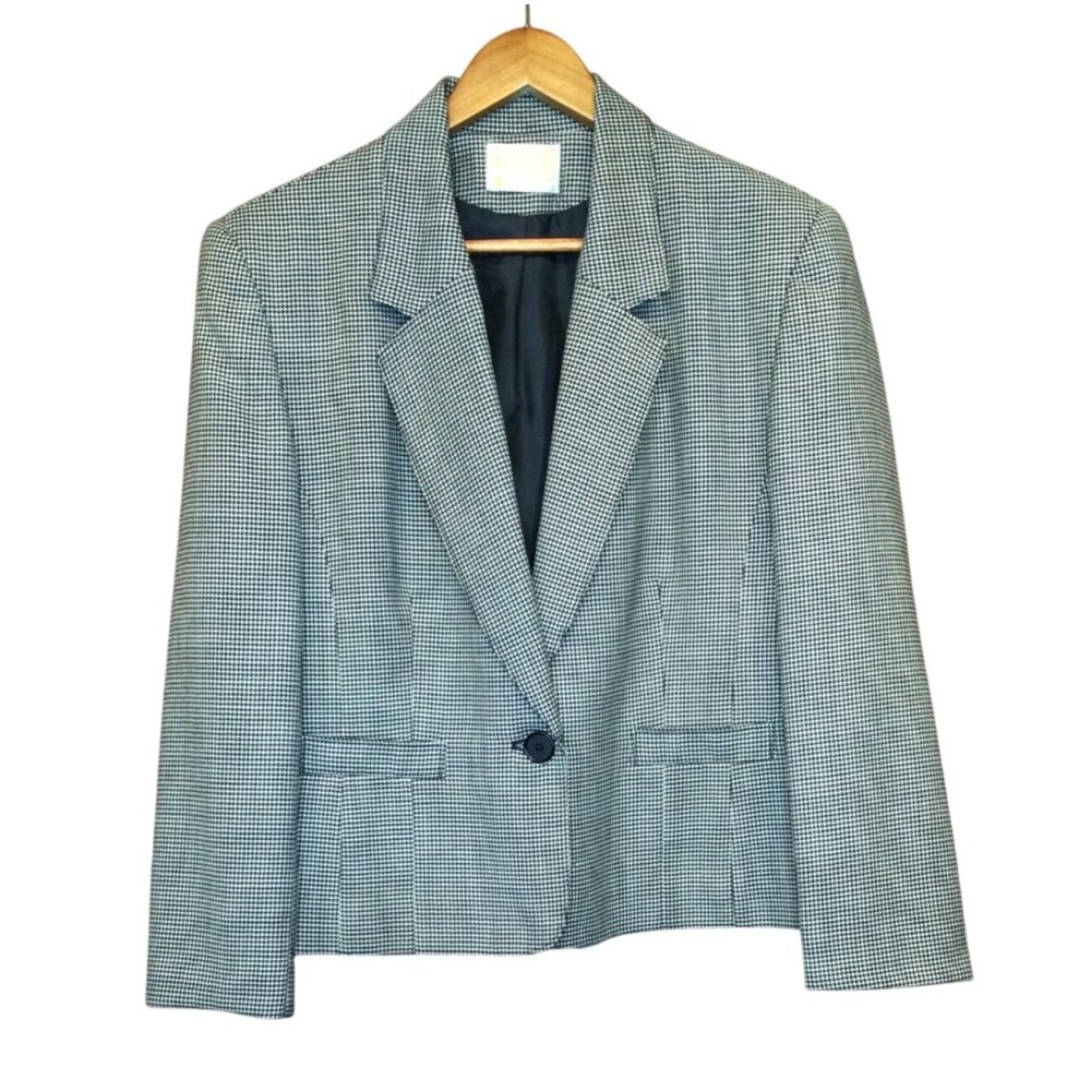 Vintage Pendleton Womens Houndstooth Blazer Size 10 Wool Preppy Old Money